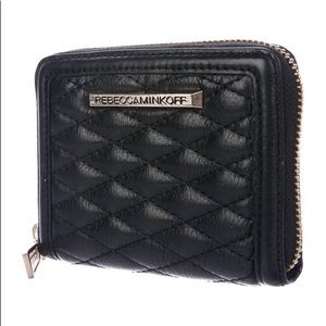 Rebecca minkoff black leather quilted wallet